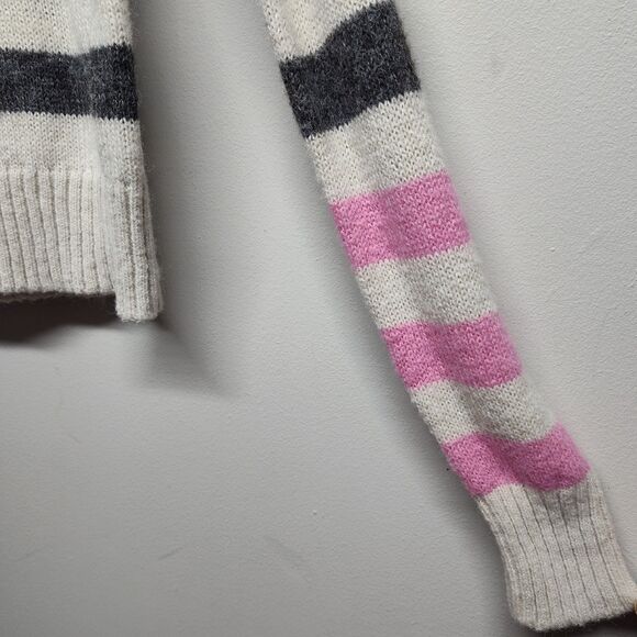 French Connection Knit Sweater Women Size XS Cream Stripes Wool Blend Preppy - Picture 3 of 7